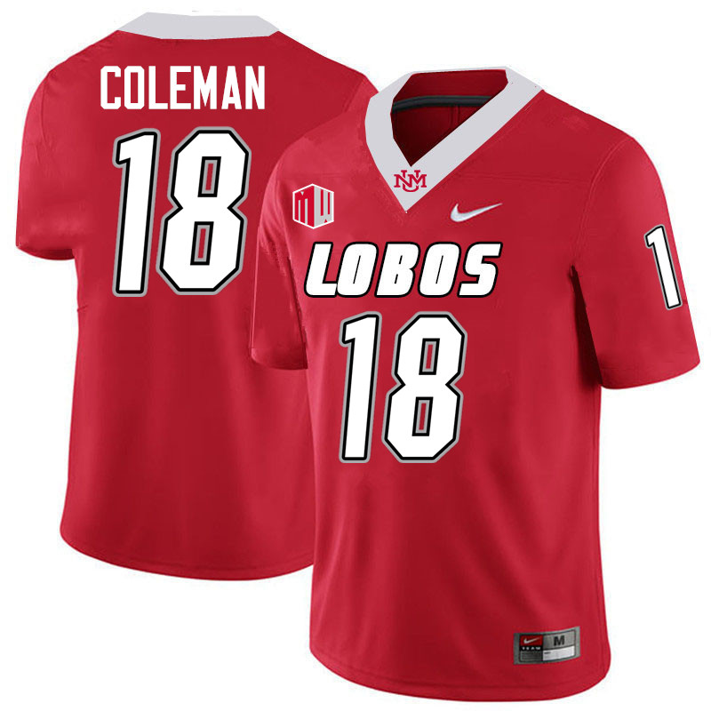 Caleb Coleman UNM Lobos Jersey,New Mexico Lobos Football Jersey,Uniforms-Red